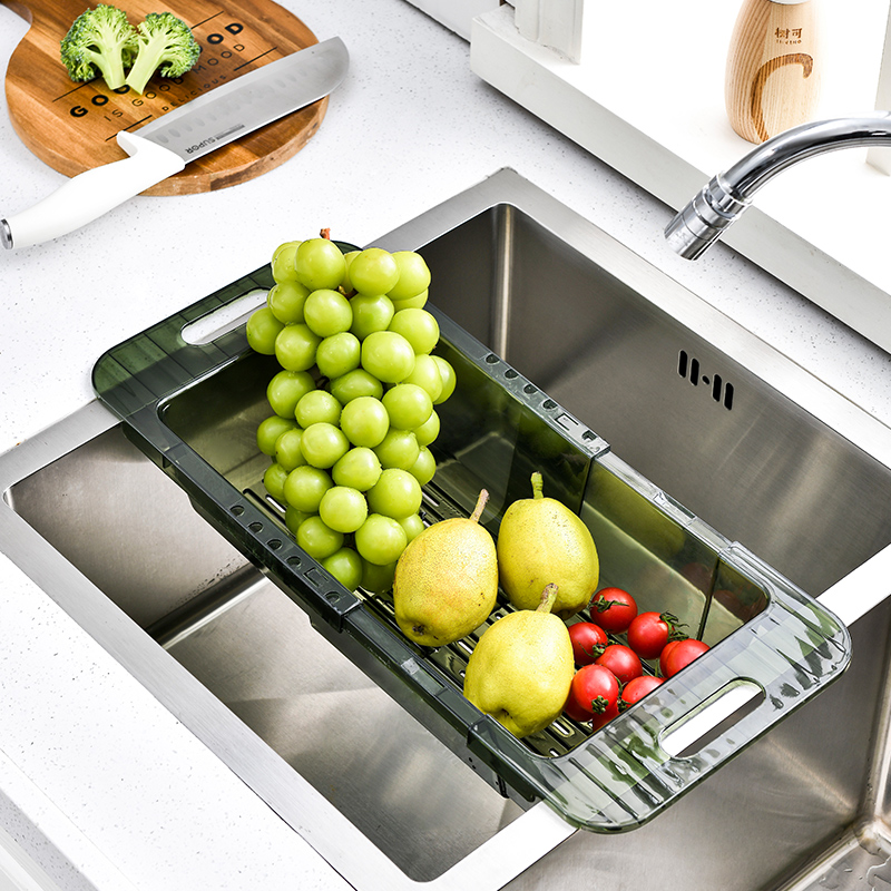 Sink rack household kitchen telescopic drain basket fruit and vegetable basket dishwashing chopsticks dish multi-function vegetable washing basket drain rack