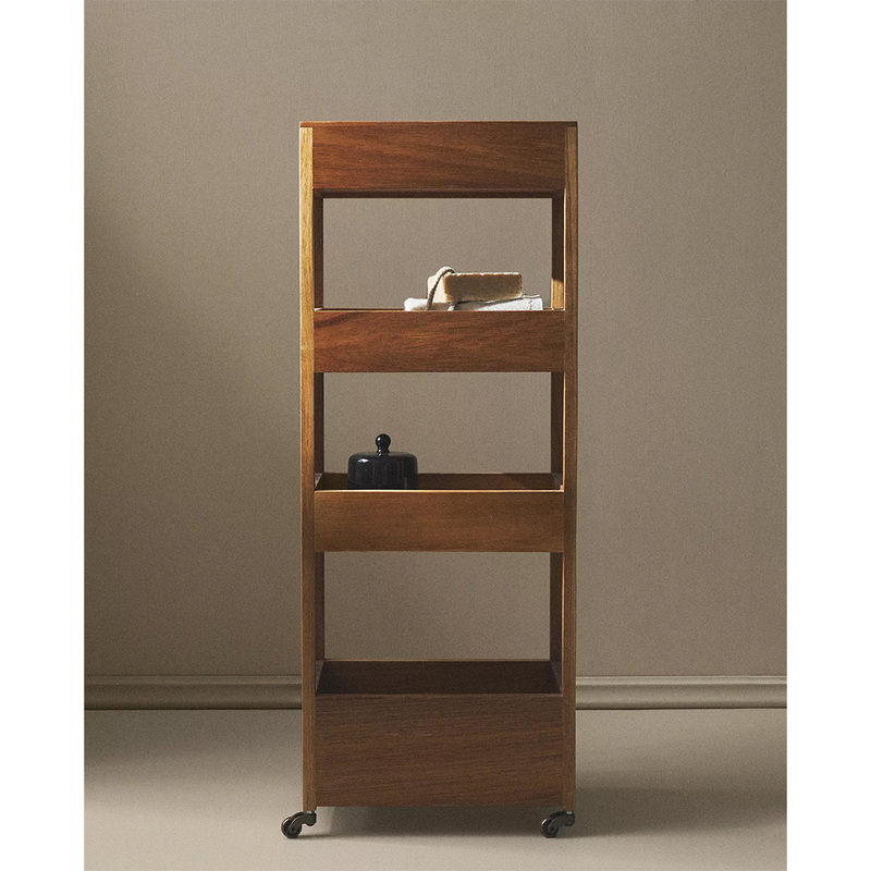 Wooden Multi-Layer Movable Storage Rack with Wheels, Home Living Room and Bathroom Storage Rack Wooden Multi-Layer Movable Storage Rack with Wheels, Home Living Room and Bathroom Storage Rack