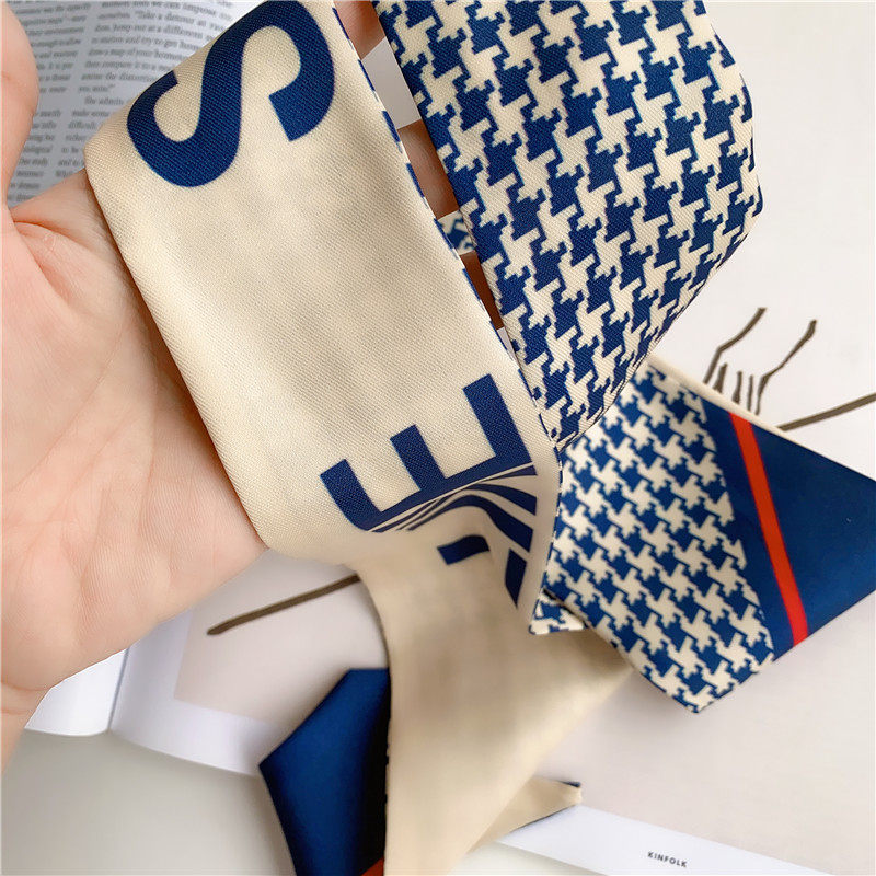 Small silk scarf female summer South Korea houndstooth narrow strip ...