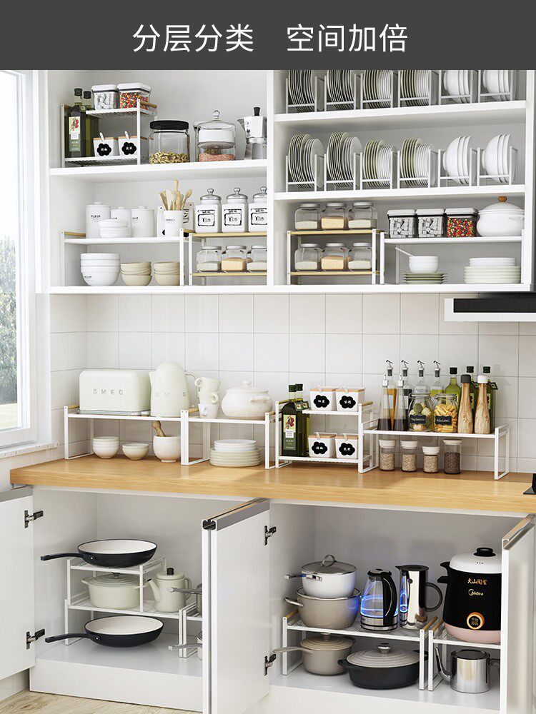 Kitchen supplies wrought iron layered shelvestop storage shelves for the cabinet cabinet compartment divider single-layer pot rack