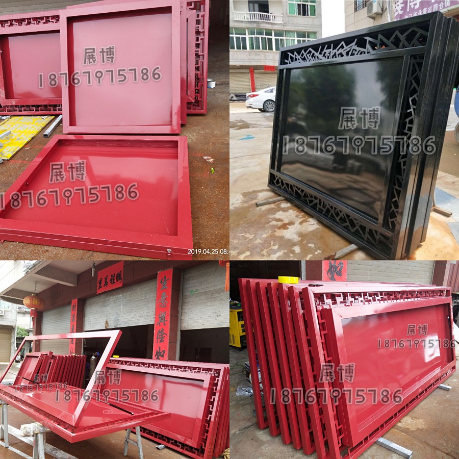 Outdoor stainless steel paint wall-mounted bulletin board wood grain bulletin board antique bulletin board campus window advertising board