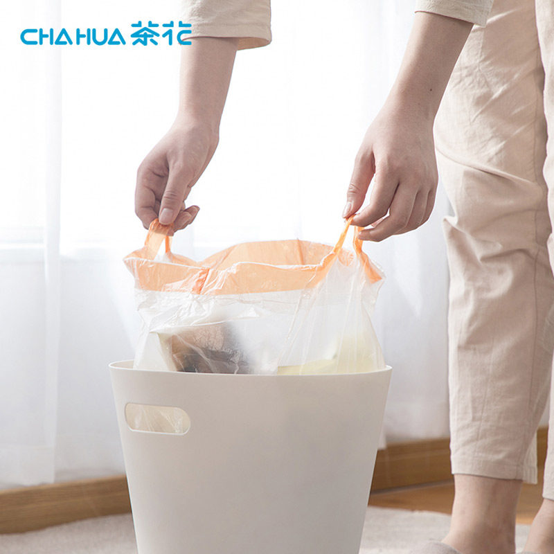 Tea flower garbage bag Home thickened handbag Disposable Makeup Room Pumping Rope Type Large Kitchen Point Cut Plastic Bag