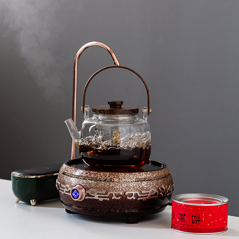 Multifunction Steamed Tea Ware Black Crystal Stove Home Cooking Tea Stew Hot Glass Teapot TEA WITH TEA SUIT