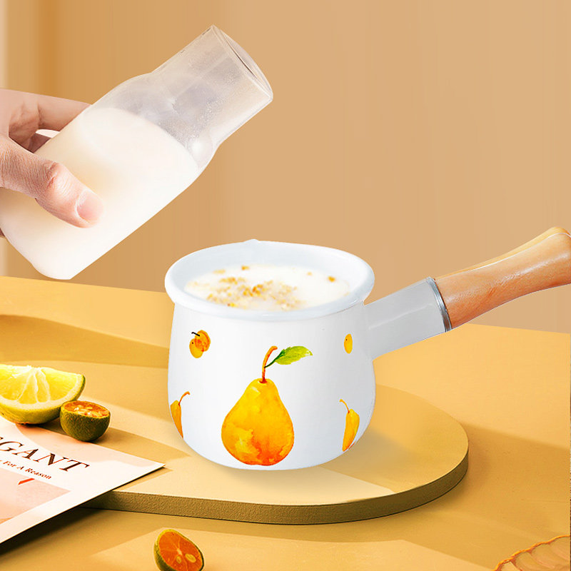 Delle Mini Small Milk Pot Enamel Small Pot Baby Home Induction Cooker Gas Baby Hot Milk Baby Food Supplement Pot