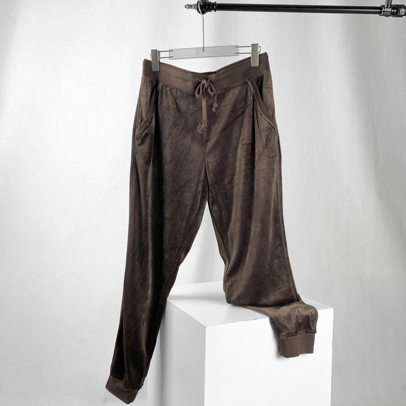 7672【Velvet】American Fast Fashion Brand Women's Solid Color Drawstring Elastic Waist Jogger Casual Pants 7672【Velvet】American Fast Fashion Brand Women's Solid Color Drawstring Elastic Waist Jogger Casual Pants