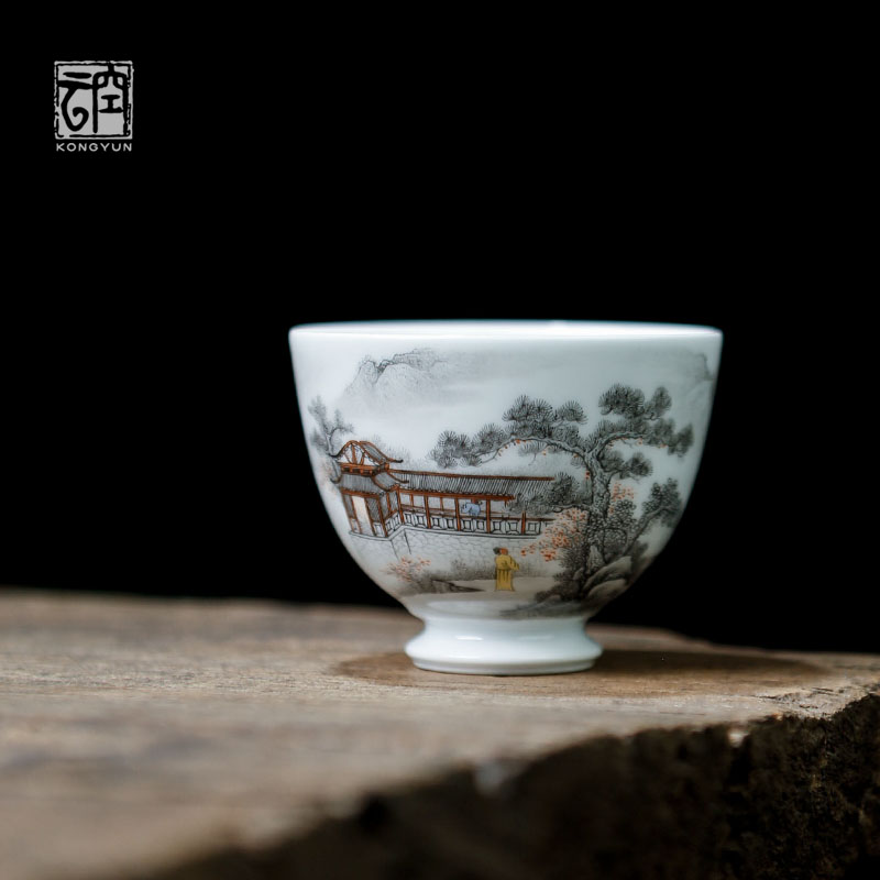 Air cloud inkpaville attic cup of Jingdezhen hand - drawn owner taste cup cup ceramic kung fu cup