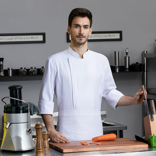 Высокий шеф -повар Главный рабочая одежда с семидушными рукавами настраиваемые пятизвездочные административные шеф -повара.