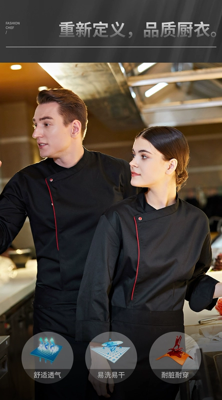 Quần Áo Bảo Hộ Lao Động Nữ Dài Tay Màu Trắng Nhà Hàng Đầu Bếp Phục Vụ đồng phục áo bếp