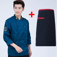 Зеленый лонгслив, черный фартук