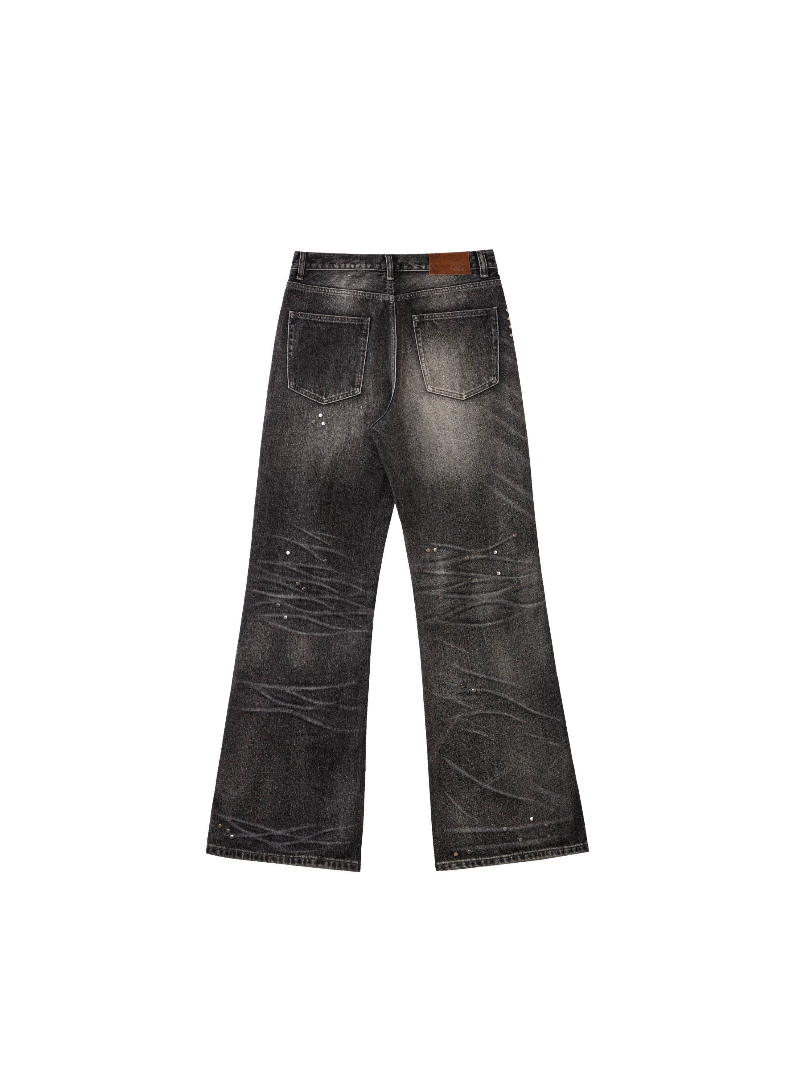 VOWPROGRESS Rivet Black-Brown Flared Jeans
