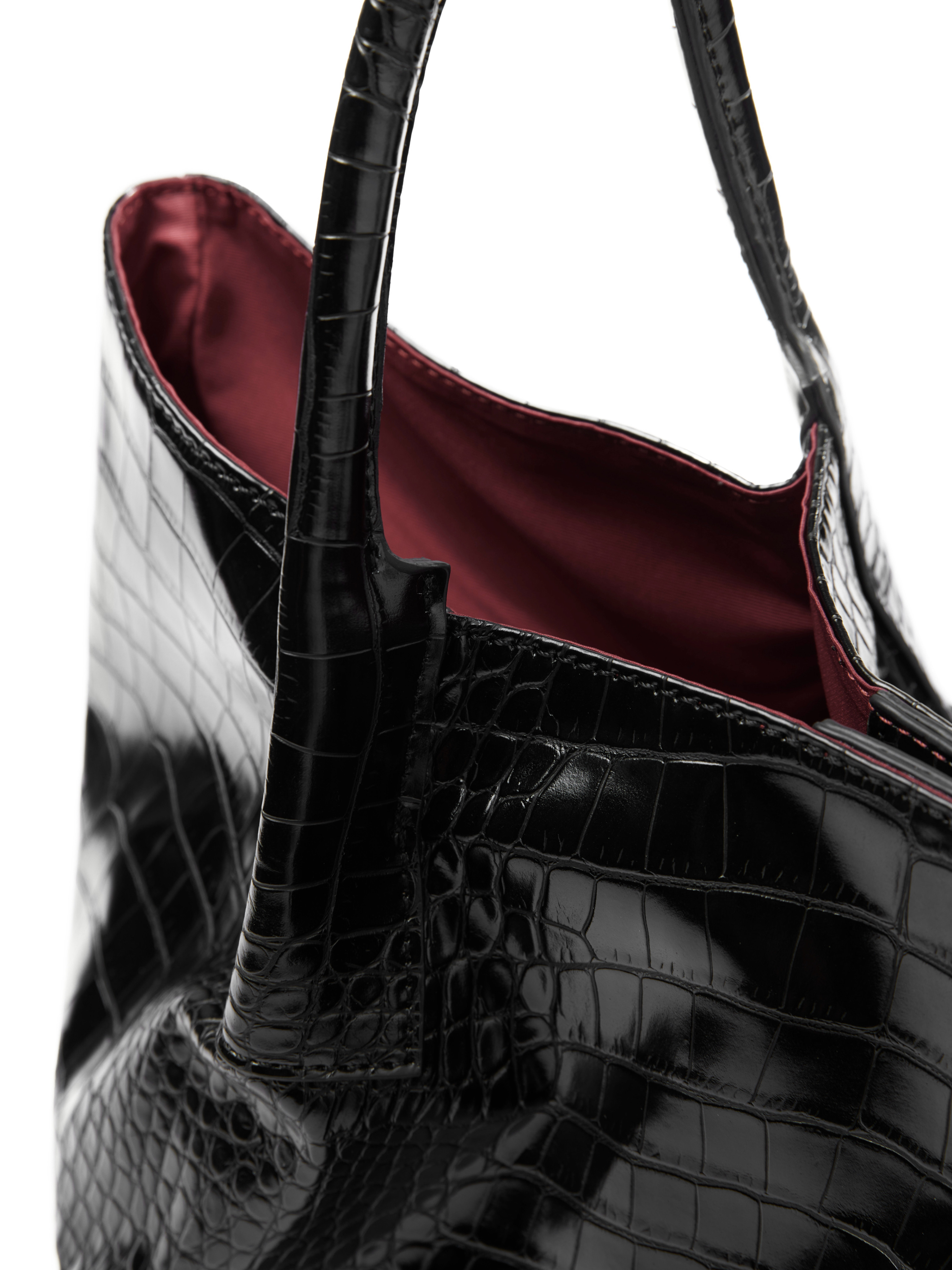 VOWPROGRESS Croc-Embossed Ruched Faux Leather Tote Bag