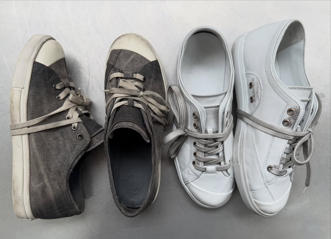 VOWPROGRESS Double-Layer Canvas Denim Low-Top Sneaker