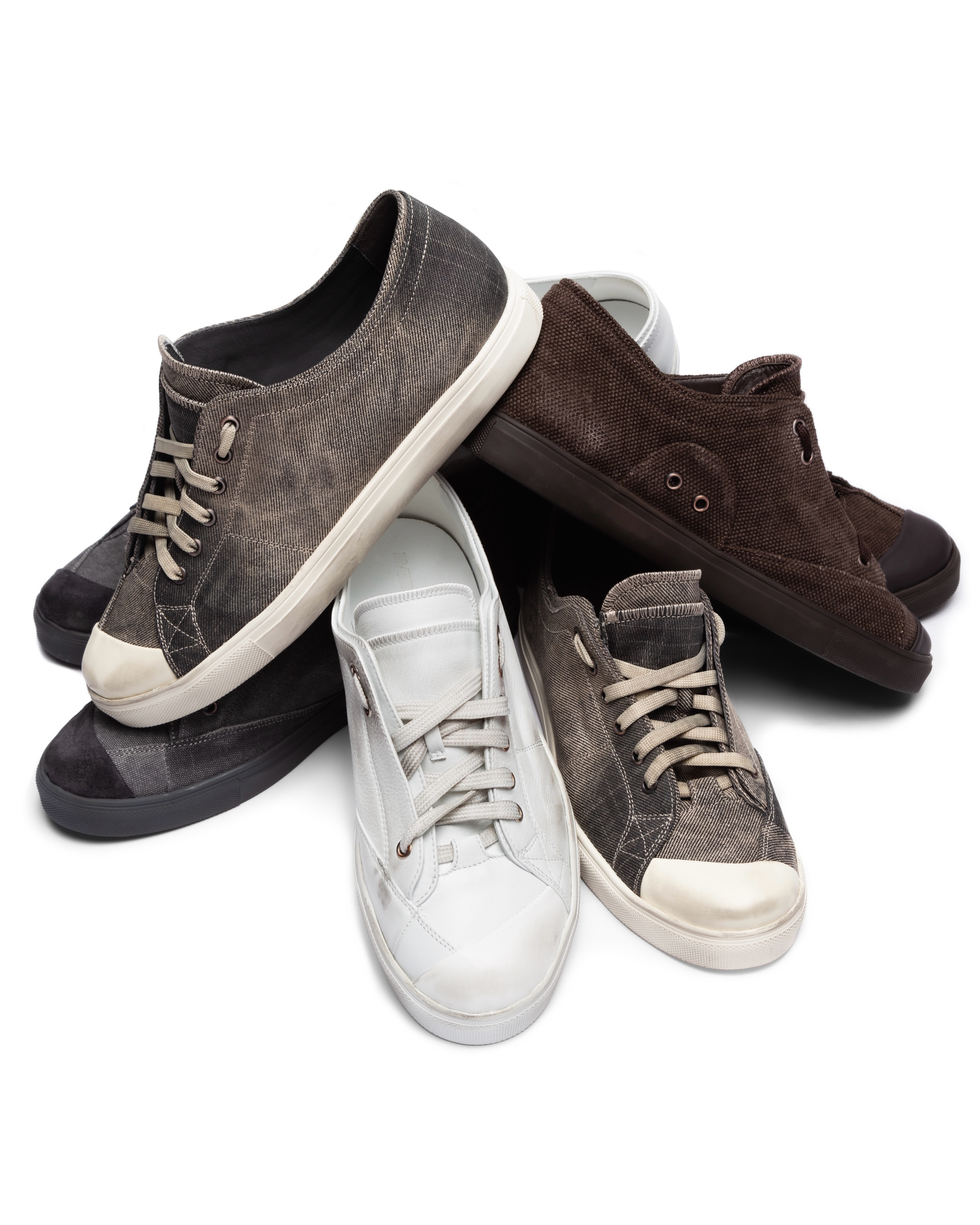 VOWPROGRESS Double-Layer Canvas Denim Low-Top Sneaker