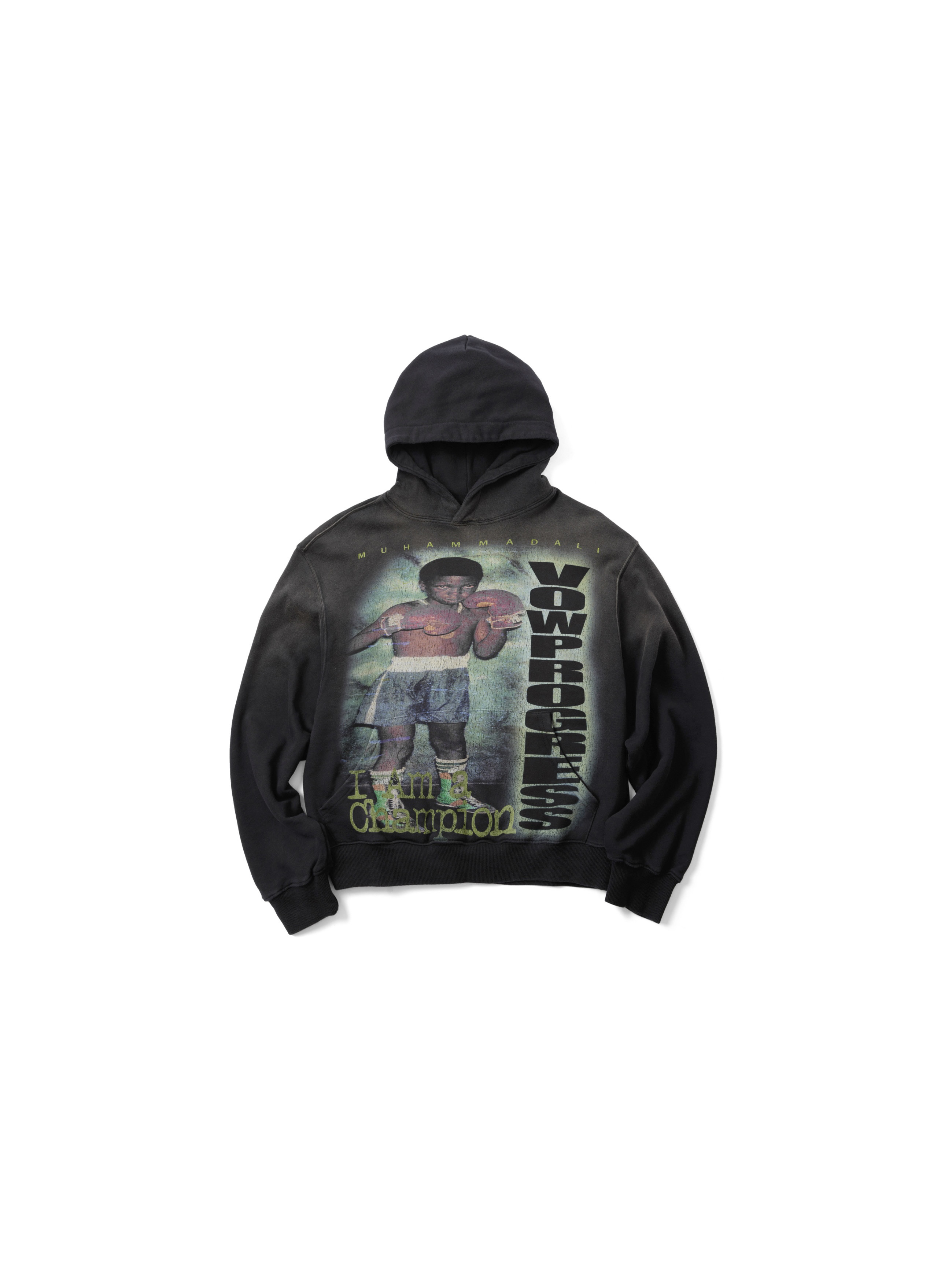 VOWPROGRESS Sun-Faded Black 400g Slim-Fit Hoodie