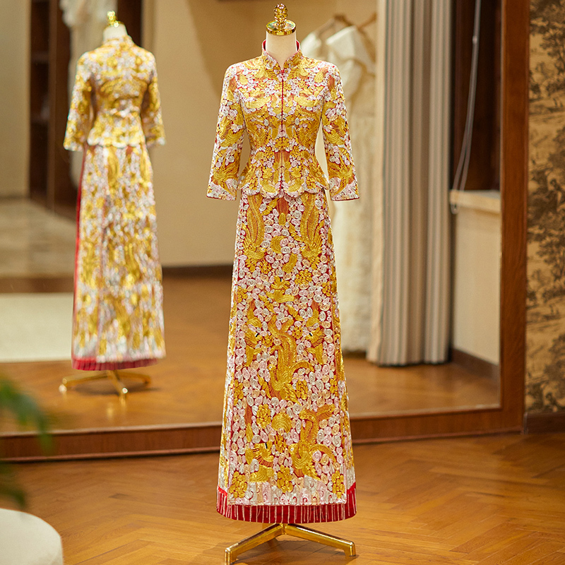 Dragon and Phoenix Gown, Bride's Xiuhe Dress, Wedding Dress, 2026 New Spring and Summer High-End Wedding Toast Dress, Bridal Party Dress, Chinese-Style Wedding Dress