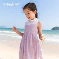 LynnMilo Lynn McRoe 2022 Summer Girls dress Dress Purple Lace Turned Child Sleeveless Superfairy Skirt
