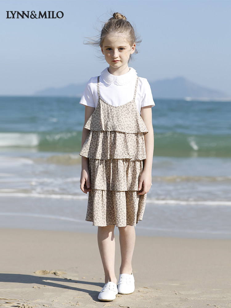 LynnMilo 2022 summer girls suspender skirt suit two-piece super fairy children's clothing princess sweet