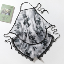 Ice Silk Bellyband Set 2024 New Summer Thin Sling Sexy Translucent Backless Underwear Womens Pajamas