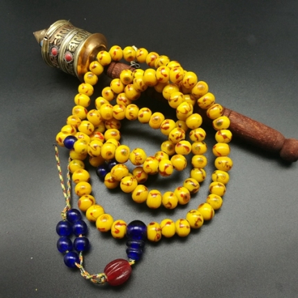 8mm authentic old chicken oil yellow Phoenix eye old glazed Buddhist beads rosary Selection Grade