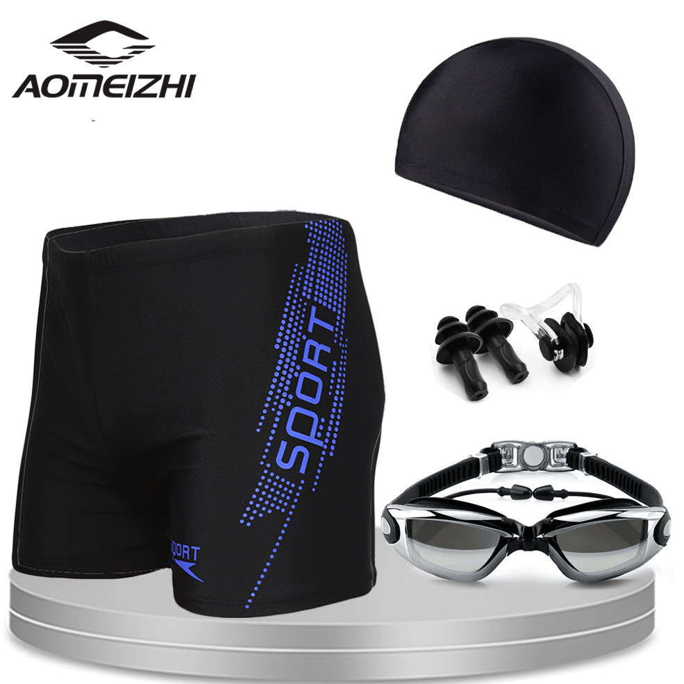 Anti-embarrassment men's swimming quick-drying swimming equipment men's boxer swimming trunks plus size hot spring loose swimming trunks swimsuit