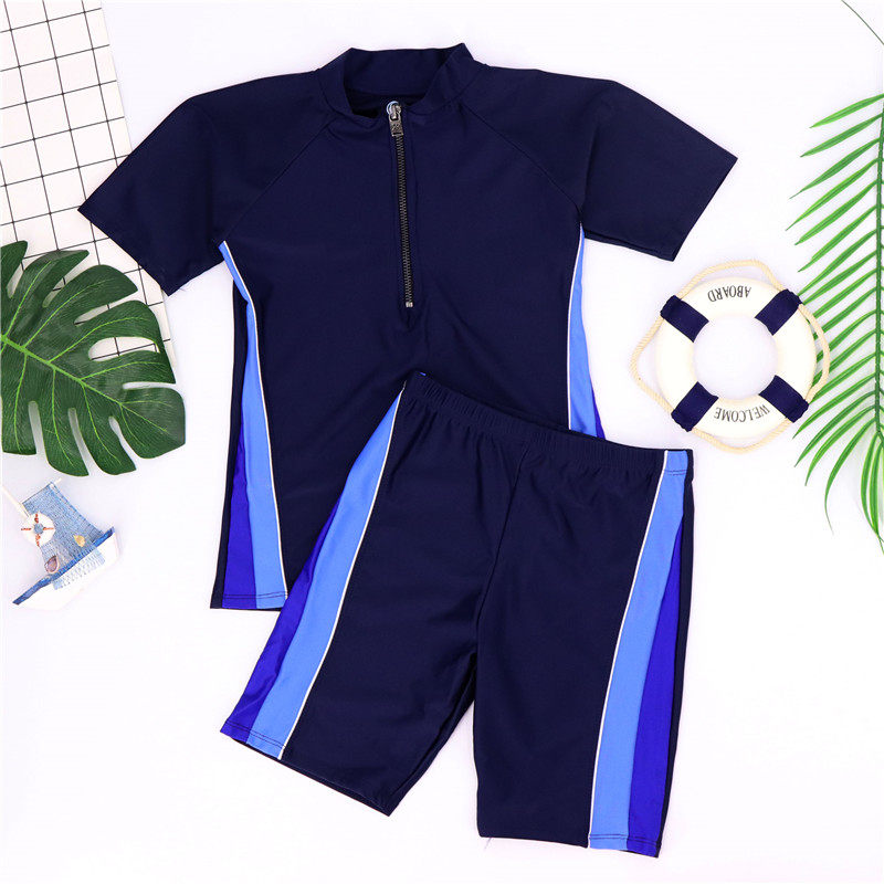 Children's swimsuit suit boy teenager boy swimming trunks students middle and big children split hot spring sunscreen swimming quick-drying