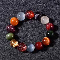 Shuo Huang natural crystal treasure bracelet men and women strawberry crystal golden strawberry titanium crystal green hair cat eye rabbit hair naked stone single bead