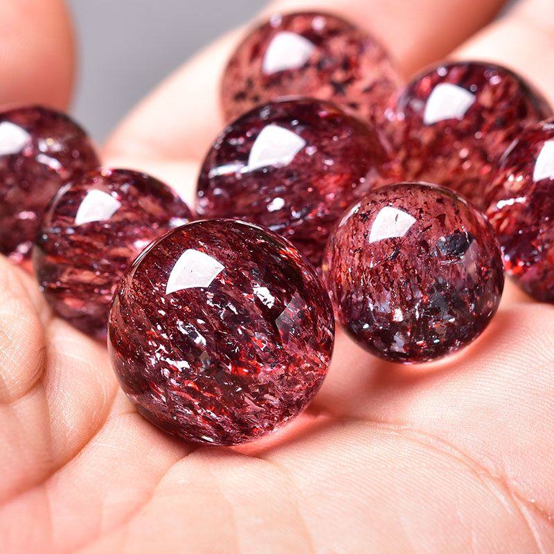 Natural gold strawberry red mica single beads male and female multi-treasure bracelet DIY pendant loose bead live link details customer service-Taobao