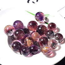 Natural Brazilian Purple Yellow super seven single beads three round backbone crystal beads DIY jewelry mens and womens treasure pendant with beads