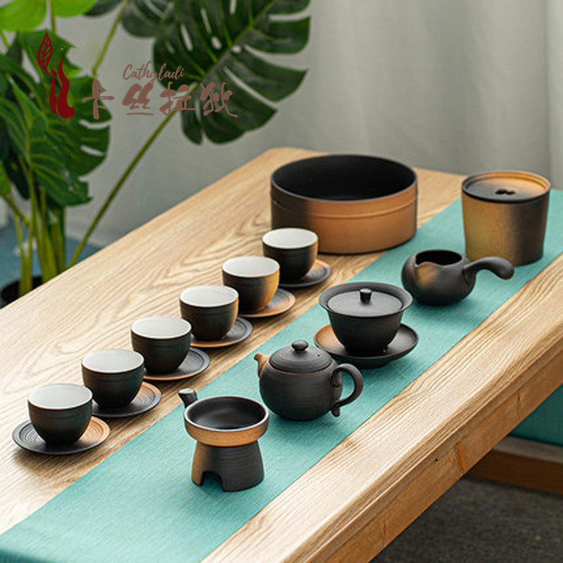 CATHYLADI Day-style Gongfu Tea Set Set of Coarse Pottery Minimalist ceramic teapot office Living room Home