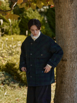 EviStub 21FW Japanese fabric 50% wool lattice quilted cotton cruiser fur coat retro cotton clothing