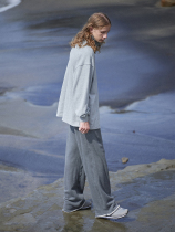 EviStub 21FW heavy lbs Comfortable Pro-Skin Knit Roll Feet Straight Barrel Loose Pleat Pants Tidal Cityboy