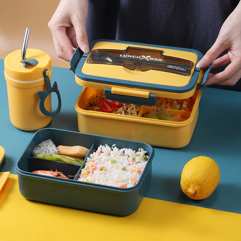 Traveling straw chopsticks soup spoon cup portable compartment multi-purpose with tableware Japanese lunch box wheat lunch box lunch box