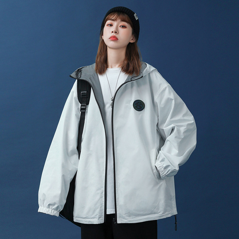 Coat Woman Spring Autumn Season Oversize Neutral Jacket Ins Tide Caps Loose bf Lazy Wind Bifacial Wearing Student