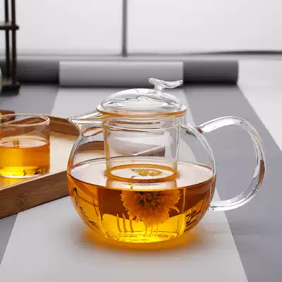 Glass teapot High temperature resistant high borosilicate glass leakage used to drink tea belly pot Tea set household thickened heat-resistant teapot