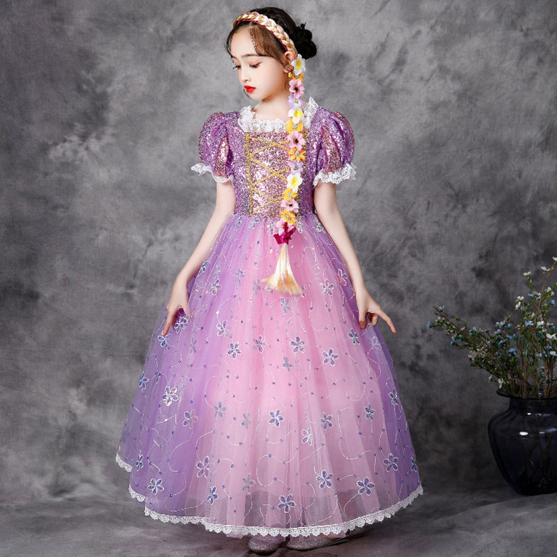 Spring and Autumn 2022 New Girl Aisha Rapunzel Dress Girl Birthday Dress Flower Skirt Sophia