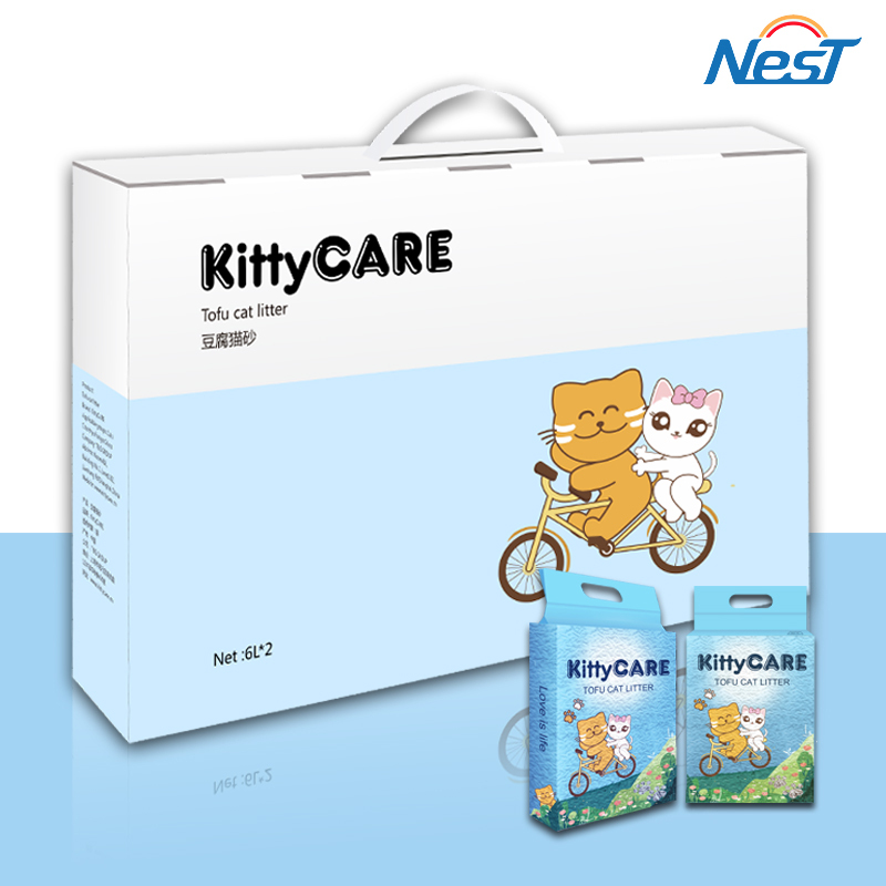 Kittycare Little Nest Life Tofu Cat Litter 12L High Absorbent Litter Deodorizing Dust-Free Antibacterial Tofu Litter 6L*2