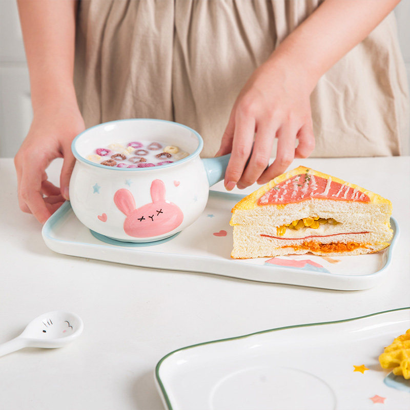 100 million Garage Ceramics Small Milk Pan Glaze Under color Single handle Baby Deputy food pan Home Mini Ceramics Pot with nursery tray