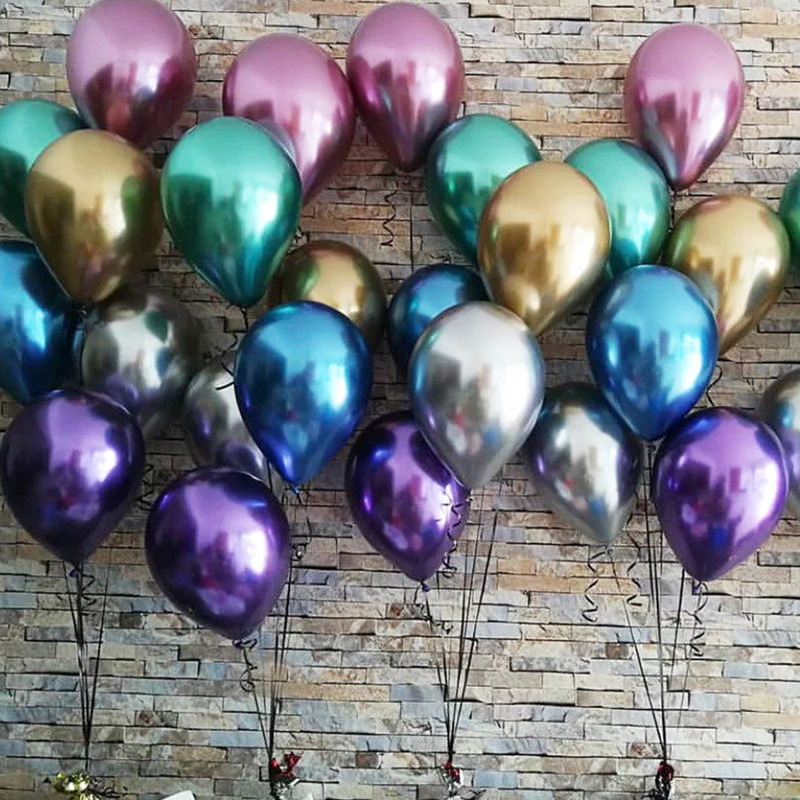 12 Inch Metallic Latex Balloons Thickened Pearlescent Chrome Balloons Children's Wedding Party Decoration Balloons