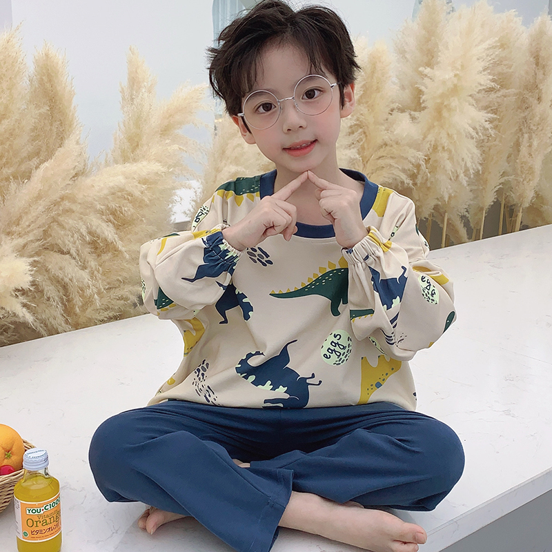 Boys' pajamas spring and autumn thin cotton children long sleeved boys in the long-sleeved winter boys in the big children's trousers