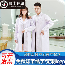 White coat long sleeve doctor work clothes for men and women thin short sleeve long laboratory clothes College Chemistry Laboratory