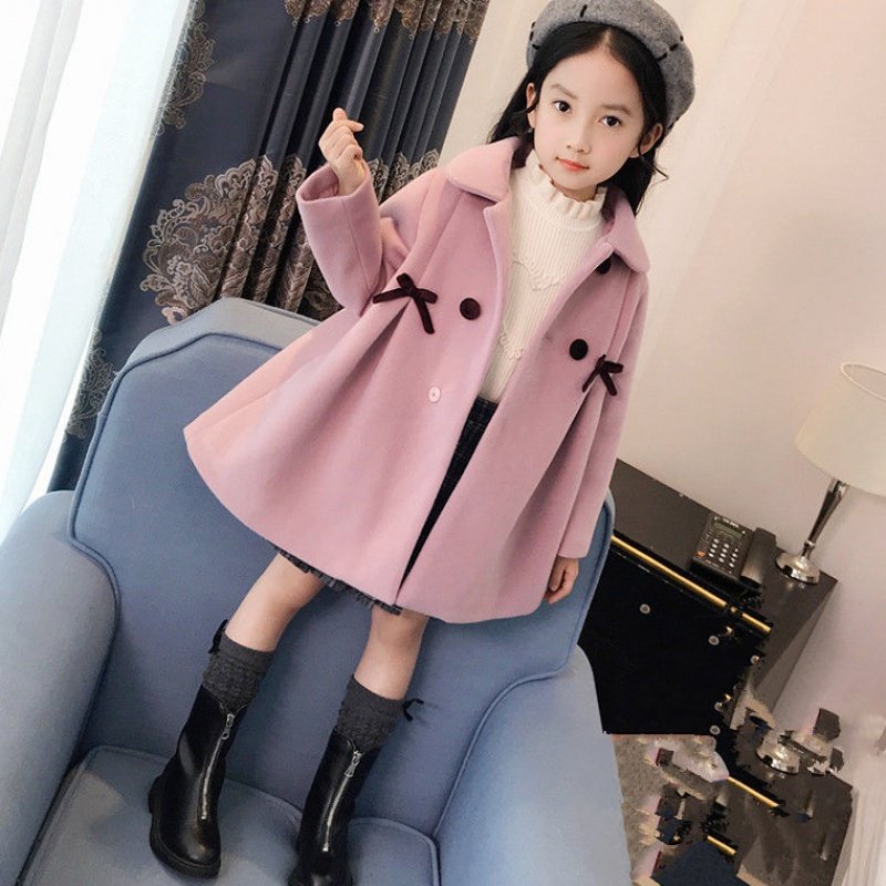 Girl Gross Hooded Jacket Winter Clothing 2021 New Foreign Pie Children Thicken blouses girl's medium long version of the baby coat boom