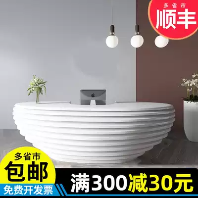 Special-shaped paint front desk reception desk art creative cashier counter curved beauty salon bar counter curved beauty salon bar counter front desk curved customization