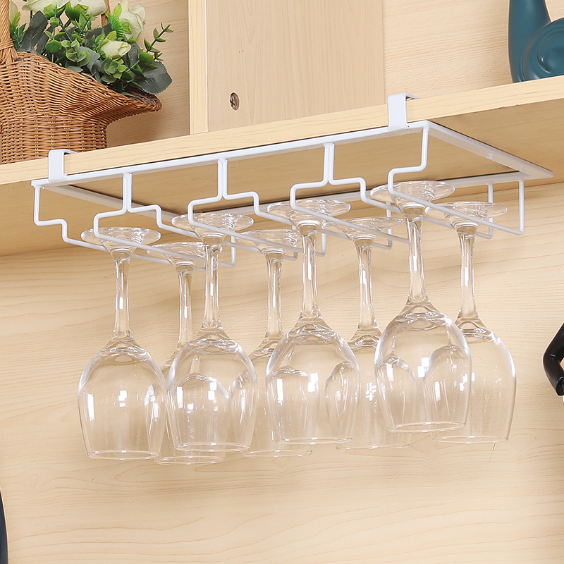 Hanging Red Wine Cup Rack Free of nails Hanging High Foot Cup Shelf Creative Wine Hanging Cup Rack Home Wine Cabinet Cup Shelf Hem