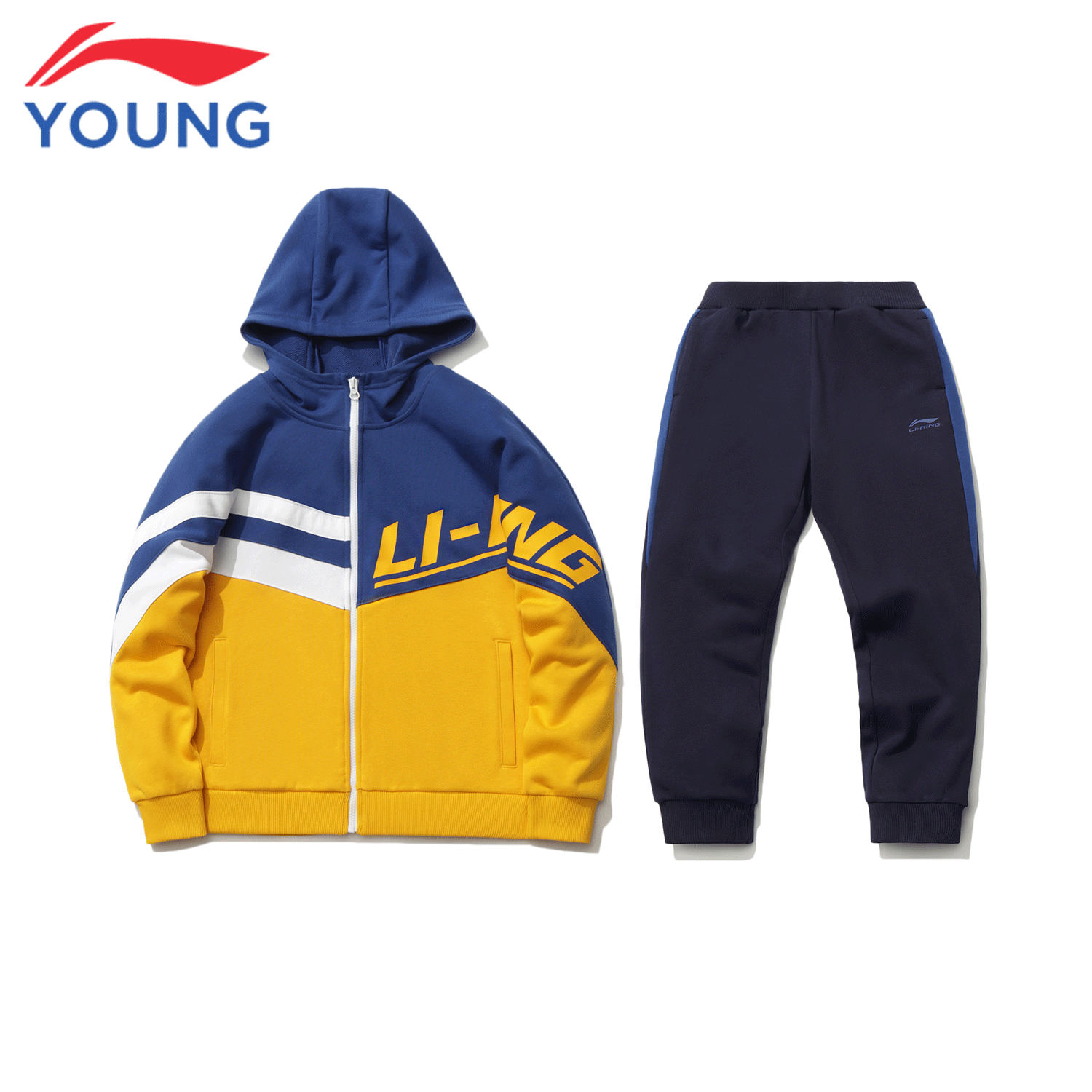 Li Ning children's clothing children's spring suit men and women CUHK children sports cardioverwear sweatpants Two sets of student class clothing