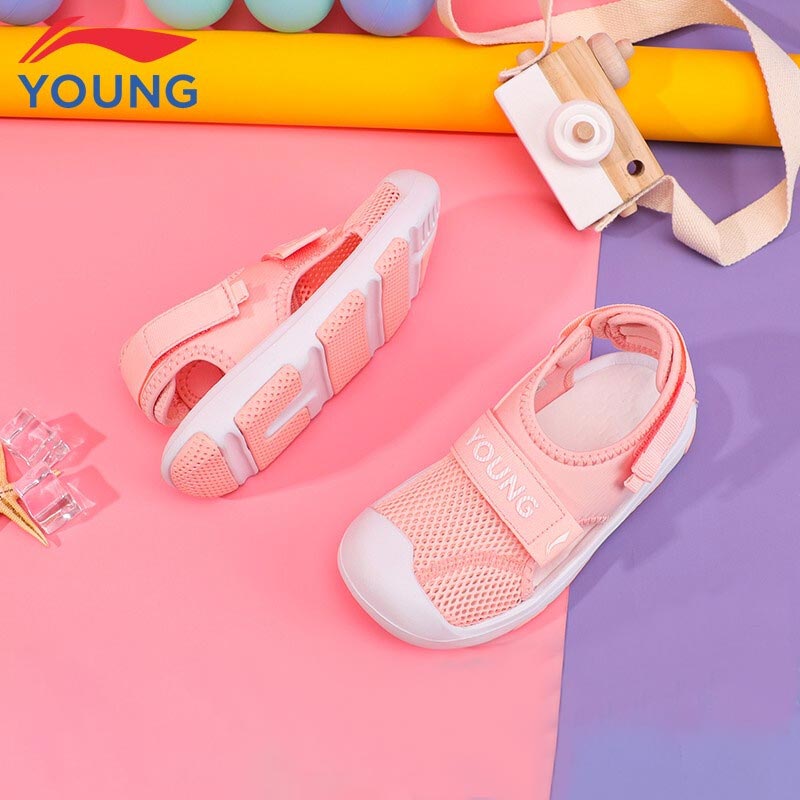Li Ning children's shoes women 3-4-5-6 years old children sports sandals summer style soft bottom breathable beach shoes outwear shoes
