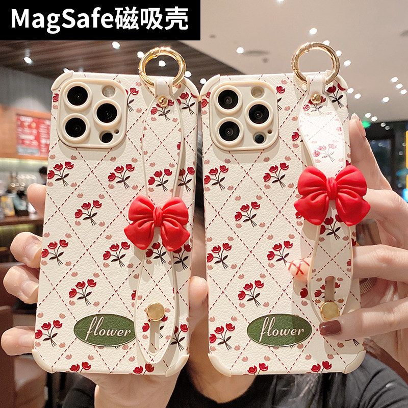 Fits Apple 13 Cell Phone Cases Sapphire Bow Flower iPhone 12 Silicone Cover Magsafe Magnetic 11promax Soft Case Full Pack of 13 Fall Resistant Shells Pro Women