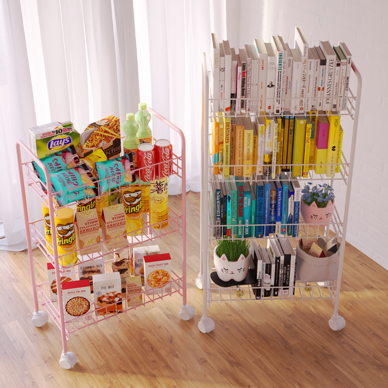Snack Shelf Shelve Shelf Student Dorm Room Dorm Room Net Red Containing God Instrumental Bedroom Living Room Kitchen With Wheelbarrow-Taobao