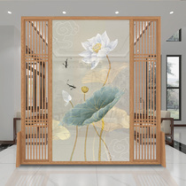New Chinese screen partition living room solid wood office landscape and water mobile seat screen hotel modern minimal mask fence
