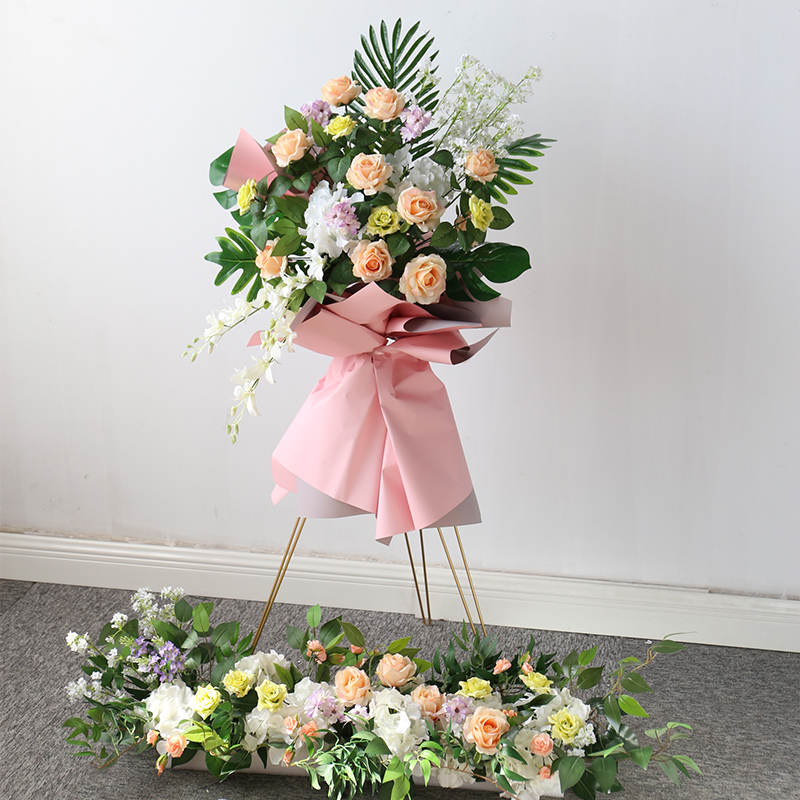 New opening flower basket simulation flower tripod Floral decoration flower Wedding wedding floral silk flower wall hanging row flower