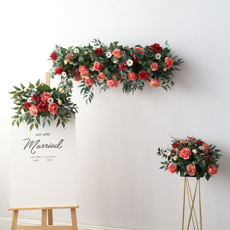 New wedding flower row road corner flower set Long flower row wedding autumn color flower ball floral arrangement customized